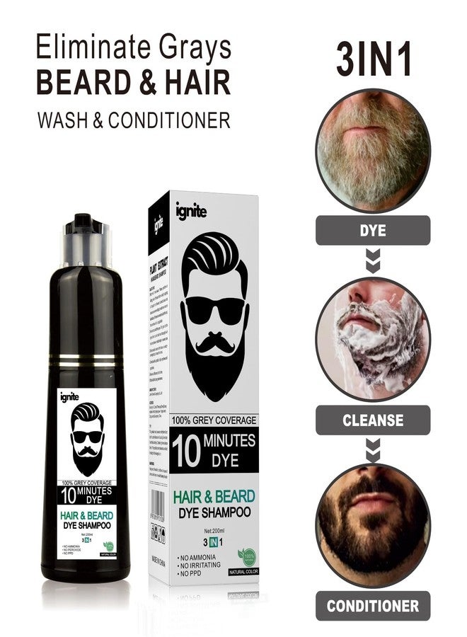 إجنايت شامبو صبغة شعر ولحية للرجال - تغطية كاملة للشعر الأبيض - صبغة سوداء - لون طبيعي 3 في 1 للشعر واللحية والشارب - Image 4